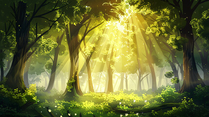 Beautiful magical forest fabulous trees. Forest landscape