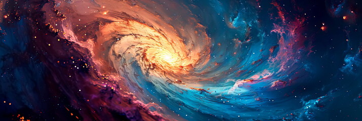 spiral galaxy with swirling nebula, showcasing the beauty of deep space - Powered by Adobe