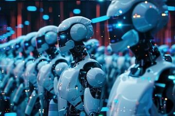 Fototapeta premium AI robots big data. AI robots Background of the digital world in cyberspace