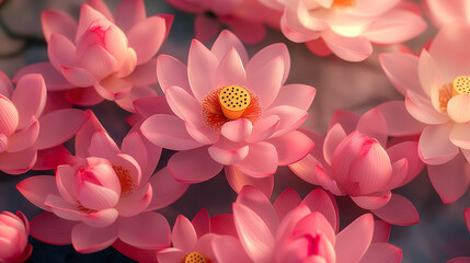 Pink beautiful lotus flowers for backdrop. Lotus flowers for wedding decoration and presentation.