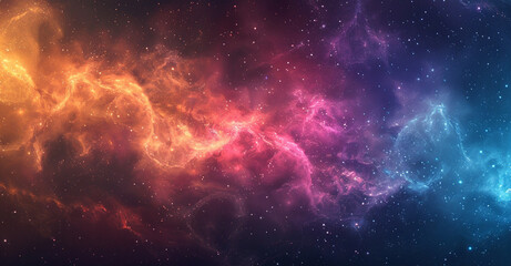 Colorful nebula galaxy space background with stars and smoke