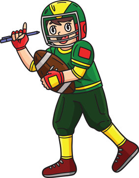 American Football Player Holding a Ball Clipart