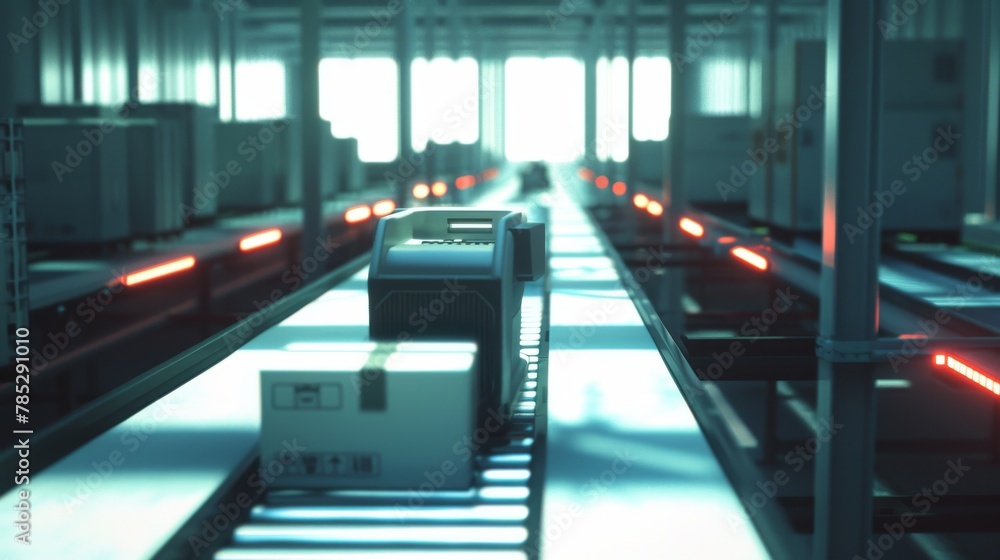 Aufkleber futuristic logistics robot automates package sorting in a high-tech warehouse environment