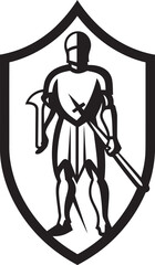 Chivalrous Footman Vector Illustration of Footman with Shield and Spear