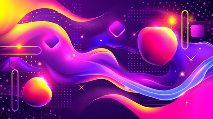   A purple-yellow abstract backdrop featuring intricate lines, distinct shapes, and a solitary radiant speck on its left side