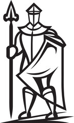 Gallant Guardian Shield and Spear Vector Illustration