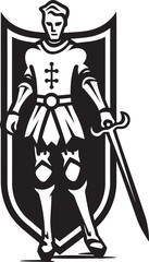 Obraz premium Mighty Footman Shield and Spear Vector Character