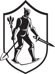 Fototapeta premium Armored Sentinel Shield and Spear Vector Graphic