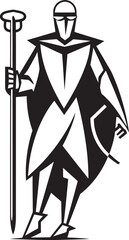 Noble Sentinel Vector Illustration of Footman with Shield and Spear