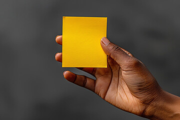 Brainstorming Session: Yellow Post-it on Grey Notepad Background