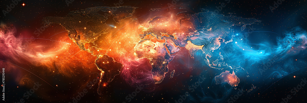 Poster exploring the intricacies of global connectivity: technology & telecom networks
