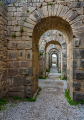 passage with arches in Pergamon acropolis (Bergama, Izmir province, Turkiye) 