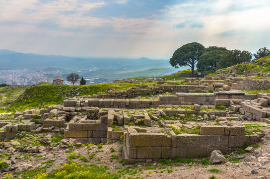 Heroon ruins in Pergamon Acropolis (Izmir province, Turkiye)