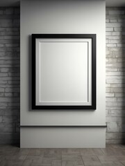 Blank mockup frame poster.  empty frame hanging on the wall with Modern interior Room design in 3D render. illustration generative ai