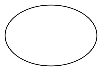 ellipse shape symbol, black and white vector outline illustration