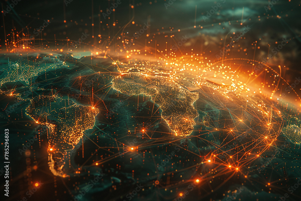 Poster connecting the world: a global telecom network map