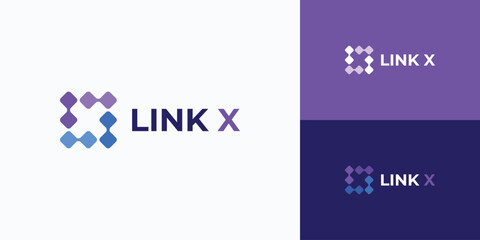 Fototapeta premium Technology connection initial letter X vector logo design with modern, simple, clean and abstract style.