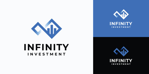 Infinity investment bar vector logo design with modern, simple, clean and abstract style.