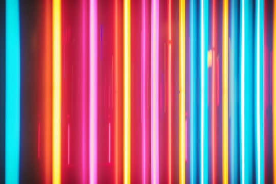 Neon lights creating rainbow-colored strip, vibrant and lively lighting display