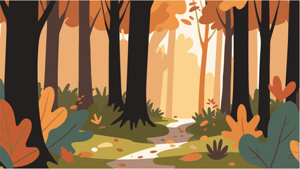 autumn forest landscape vector