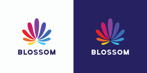 Colorful blooming flower vector logo design with modern, simple, clean and abstract style.