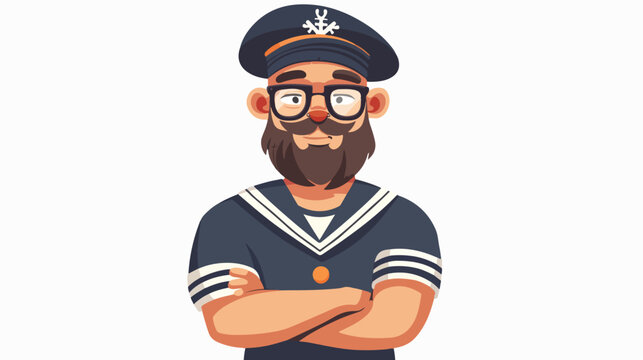 Sailor man Use Glasses cartoon character Vector illustration