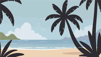 palm trees on the beach vector