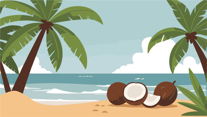 coconut palm tree on the beach vector