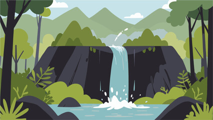 waterfall vector forest