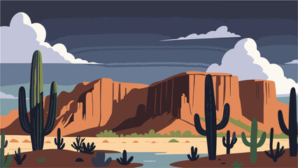 landscape of the desert vector