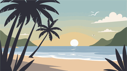 tropical island with trees vector