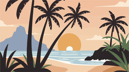 trees on the beach vector