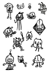 set of cartoon monsters