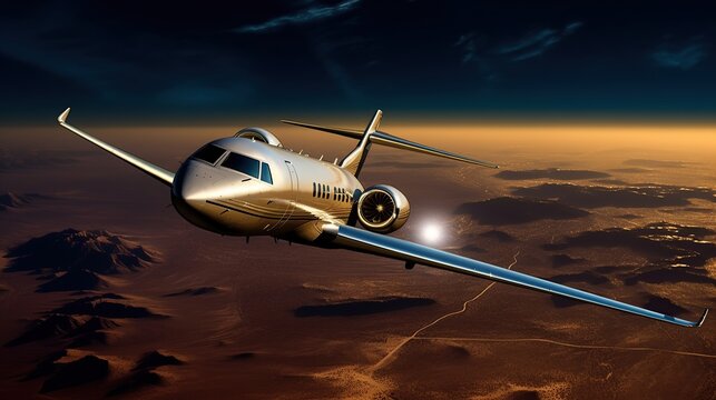 Photo private black jet in the sky generated ai image