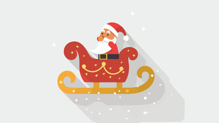 Santas sleigh flat icon with long shadow Flat vector