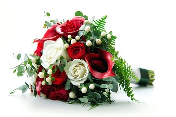 wedding rose bouquet isolated on white background