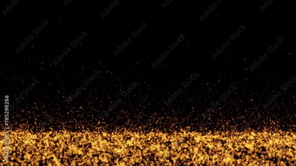 Poster animation flow up glow orange fire bubble ball particles on black abstract background for screen pro