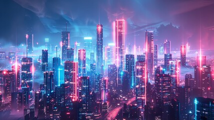 Future Cities with Cryptocurrency Economies - obrazy, fototapety, plakaty