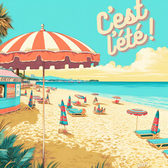 Illustration de plage. G&eacute;n&eacute;r&eacute; par l'IA