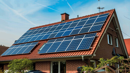 Solar power plant on the roof of a country house