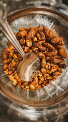 Brown Candied Caramelized Nuts with Cinnamon and Spices