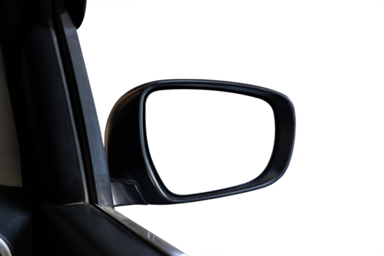 Car Side mirror photo with transparent background and no mirror inside, vehicle concept image