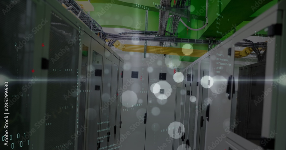 Aufkleber image of data processing, light trails and white spots floating against computer server room