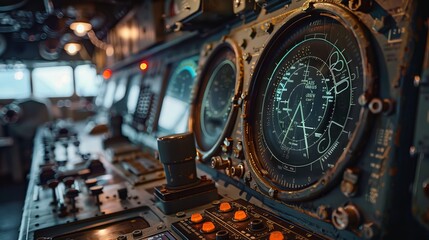 The cockpit of a plane is filled with gauges and buttons