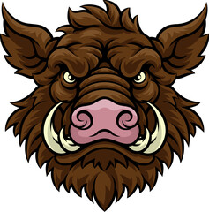 A wild boar hog razorback warthog sports mascot cartoon pig character - 785301452
