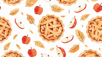 Seamless pattern with apple pies. The theme of autumn