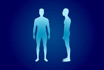 Human body water level Vector islolated in blue background