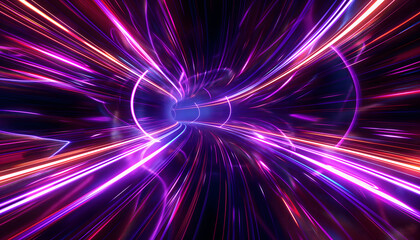 Galactic Light Fusion - Ruby and Amethyst Neon Vortex Background

