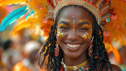 Notting Hill Carnival: Dynamic photographs of the Caribbean-inspired music, dance, costumes, and street food during the Notting Hill Carnival in London, UK, Europe - obrazy, fototapety, plakaty