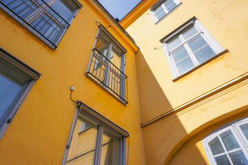 Low angle view a yellow building